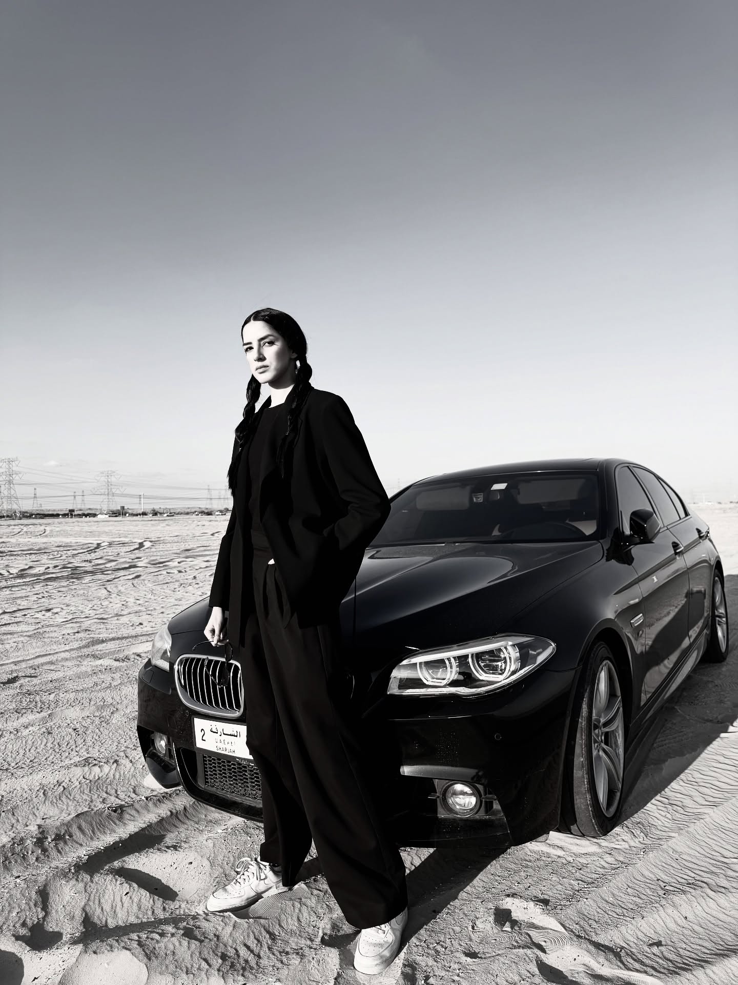 Laiba with BMW in the desert