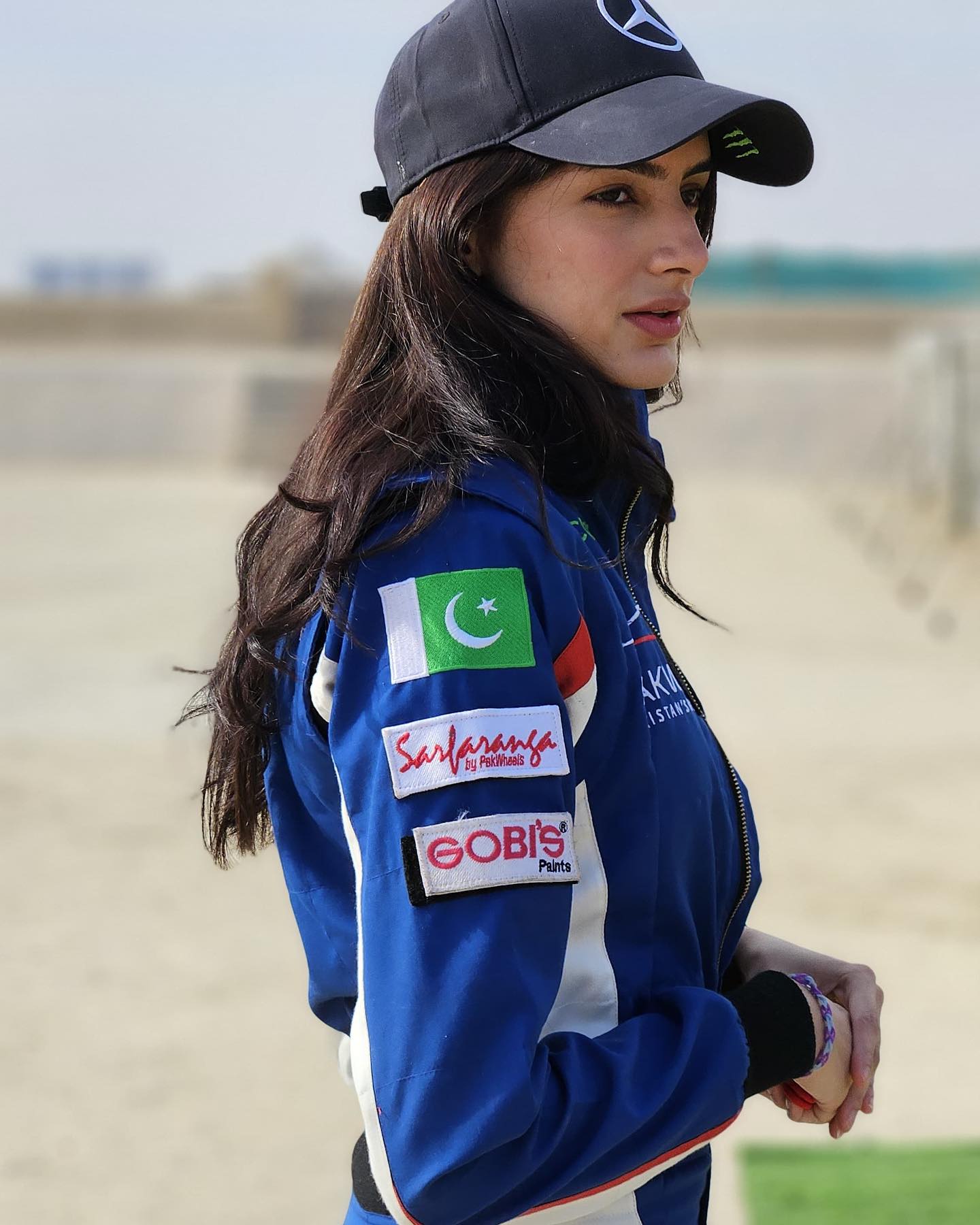 Racing suit with Pakistan flag patch